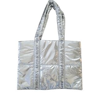 NWOT Bath & Body Works Shiny Silver Tote